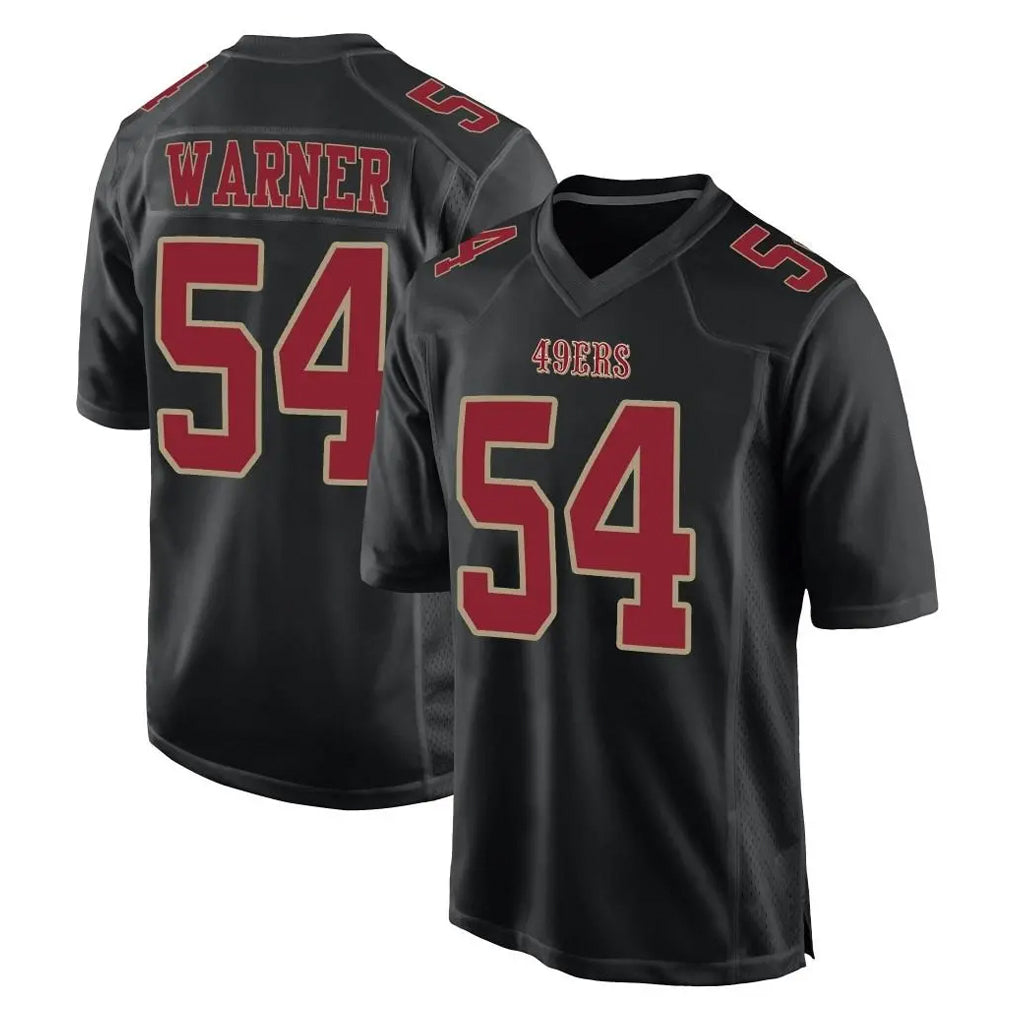 SF.49ers #54 Fred Warner Player Black Fashion Home Game Gdoa Stitched Jerseys