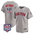 B.Red Sox #19 Roman Anthony Player Gray Road USA 250 Fourth of July Limited Home Game Gdoa Stitched Jerseys
