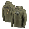 J.Jaguars #7 Brian Thomas Jr. Player Olive Salute to Service Pullover Hoodies Home Game Gdoa Stitched Jerseys