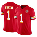 KC.Chiefs #1 Xavier Worthy Player Red Limited Vapor F.U.S.E. Home Game Gdoa Stitched Jerseys