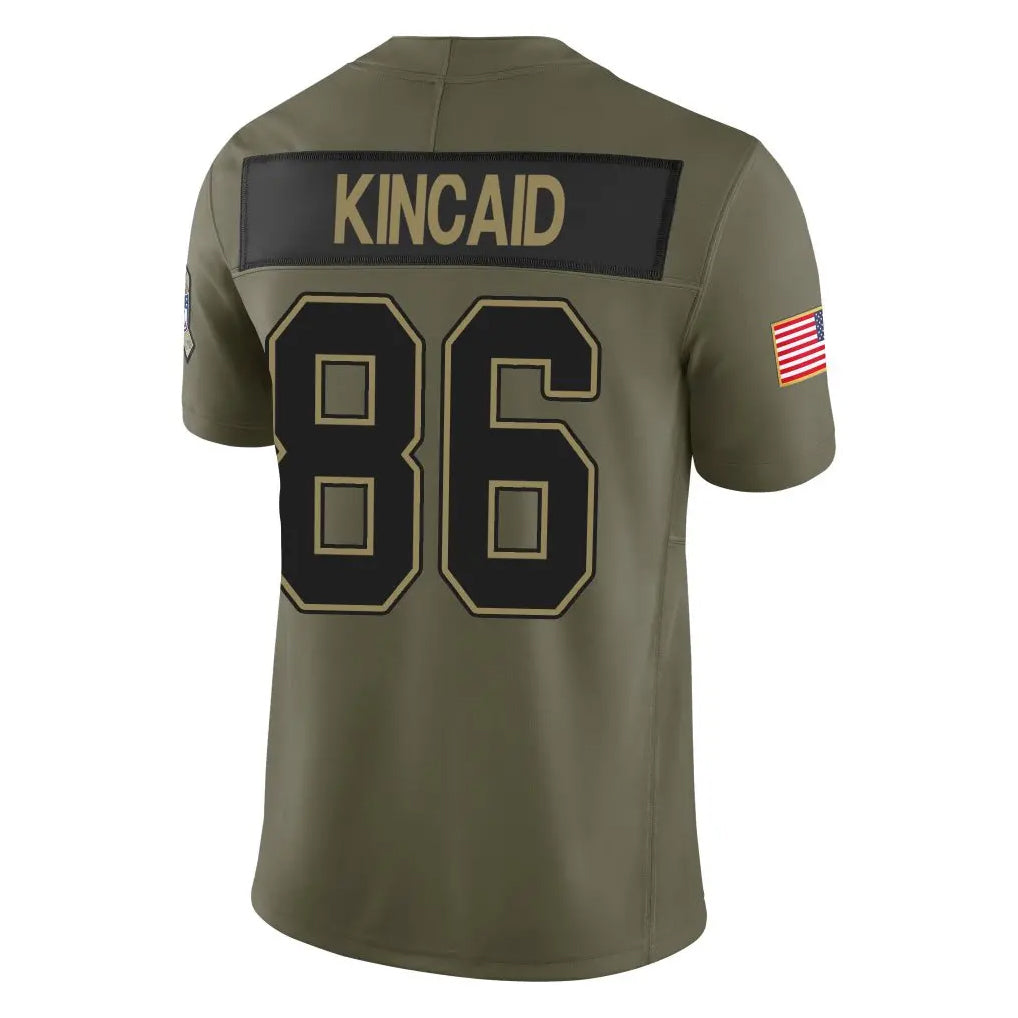 B.Bills #86 Dalton Kincaid Player Olive Salute to Service Limited Home Game Gdoa Stitched Jerseys