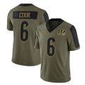 C.Bengals #6 Brian Cook Player Olive Salute to Service Game Gdoa Stitched Jerseys