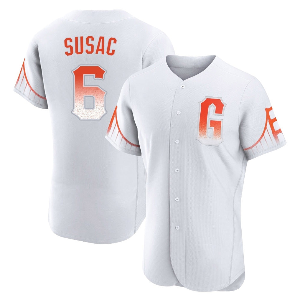 SF.Giants #6 Daniel Susac Player White City Connect Home Limited Elite Fdoa Stitched Jerseys