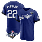 LA.Dodgers #22 Clayton Kershaw Player Royal World Series City Connect Elite Home Fdoa Stitched Jerseys