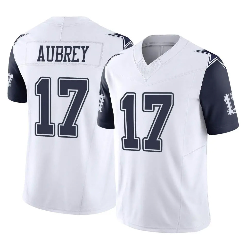 D.Cowboys #17 Brandon Aubrey Player White-Navy Limited Vapor F.U.S.E. Home Game Gdoa Stitched Jerseys
