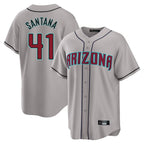 A.Diamondbacks #41 Carlos Santana Player Gray Road Home Game Gdoa Stitched Jerseys
