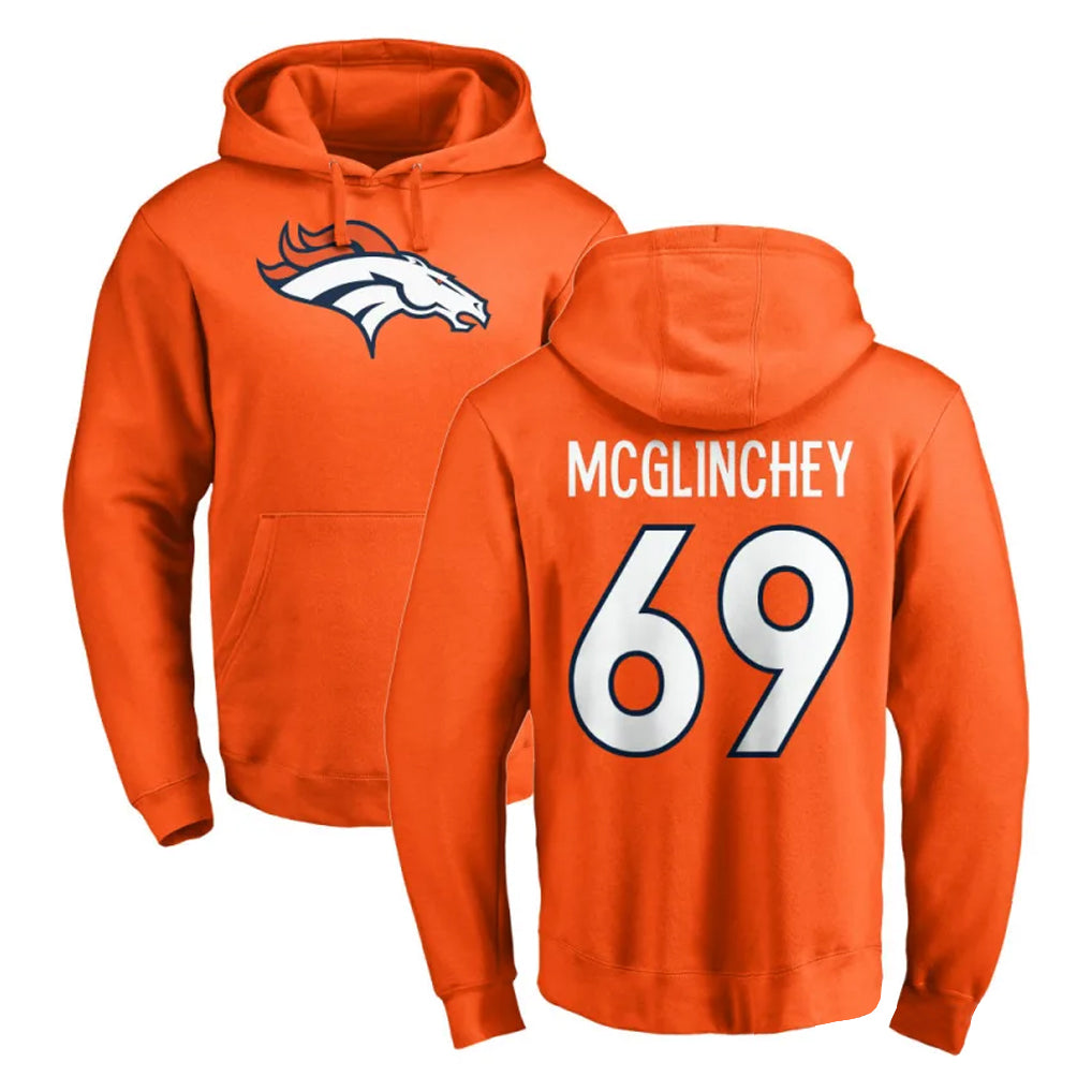D.Broncos #69 Mike McGlinchey Player Orange Pullover Hoodie Limited Gdoa Stitched Jerseys