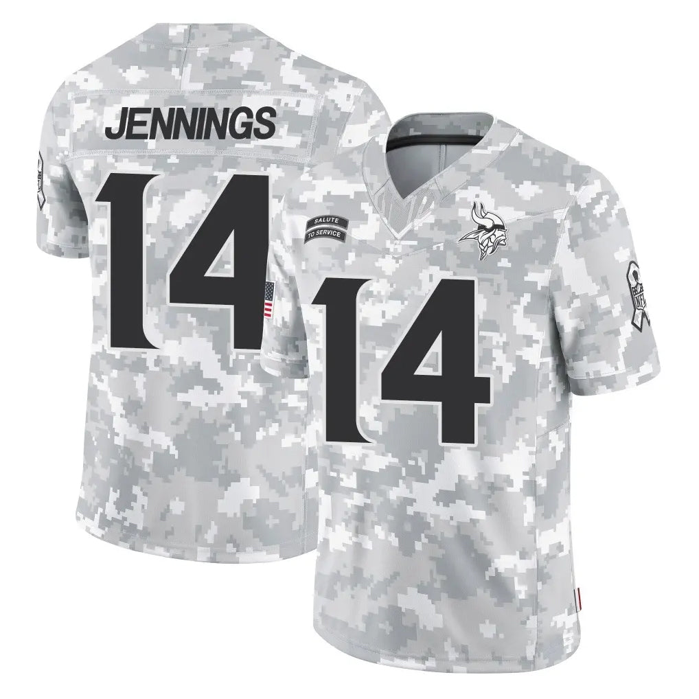 M.Vikings #14 Jauan Jennings Player Arctic Camo Salute To Service Limited Game Gdoa Stitched Jerseys