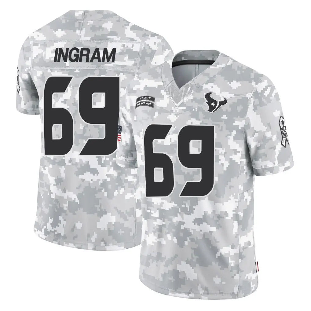 H.Texans #69 Ed Ingram Player Arctic Camo Salute To Service Limited Game Gdoa Stitched Jerseys