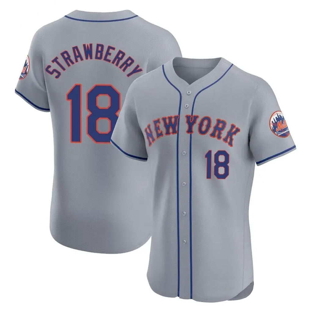 NY.Mets #18 Darryl Strawberry Player Gray Road Limited Elite Home Fdoa Stitched Jerseys