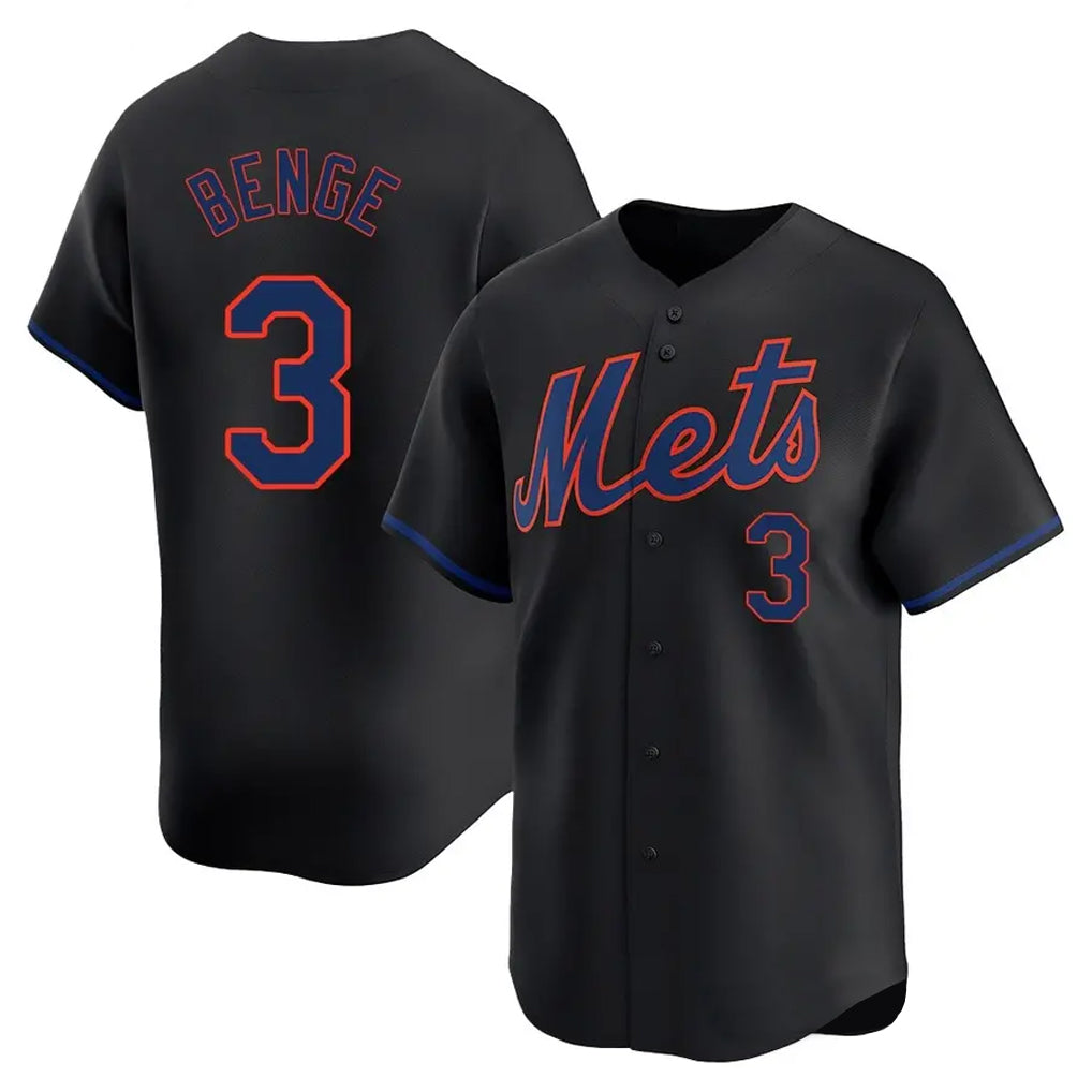 NY.Mets #3 Carson Benge Player Black Alternate Home Limited Fdoa Stitched Jerseys