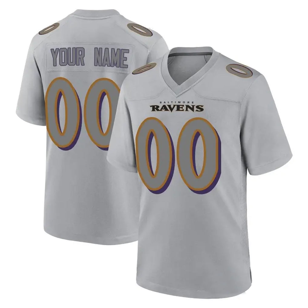 Custom B.Ravens Gray Replica Game Any Name & Numbers Gdoa Stitched Jerseys