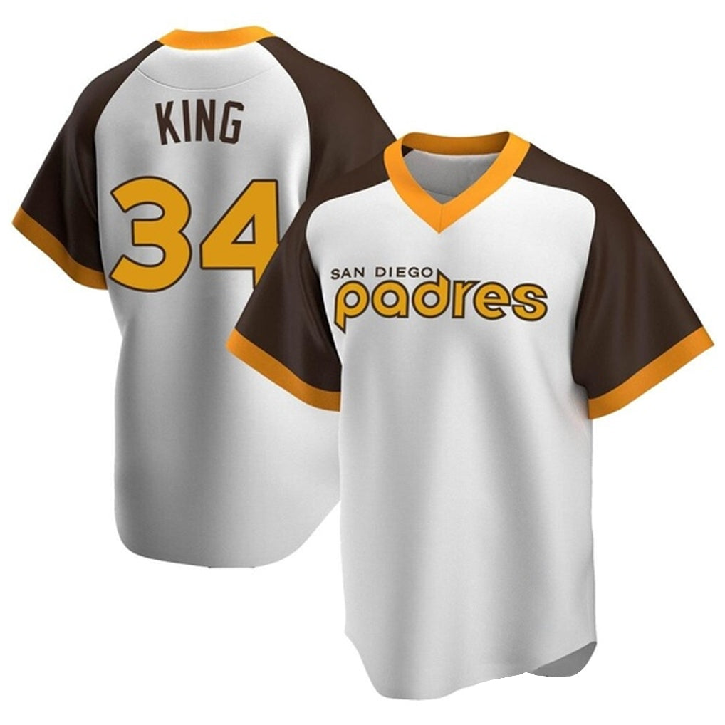 S.Diego Padres #34 Michael King Player White Home Cooperstown Collection Replica Game Fdoa Stitched Jerseys