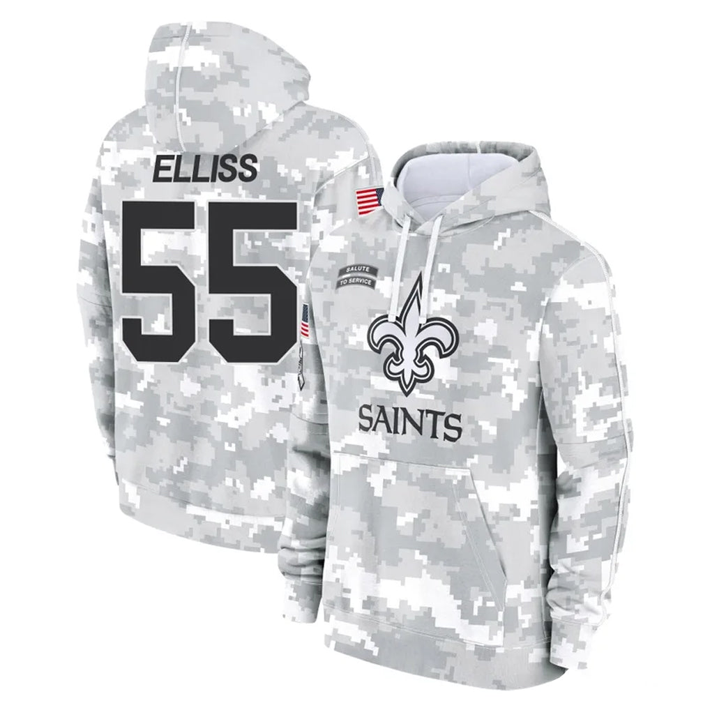 NO.Saints #55 Kaden Elliss Player Arctic Camo Salute to Service Pullover Hoodies Limited Game Gdoa Stitched Jerseys