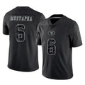 SF.49ers #6 Malik Mustapha Player Black Limited Reflective Home Game Gdoa Stitched Jerseys