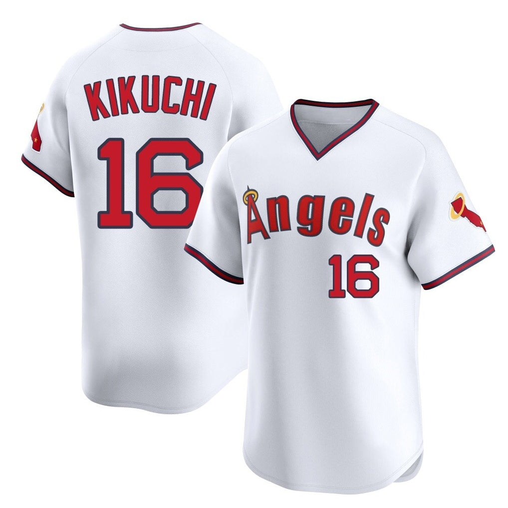 LA.Angels #16 Yusei Kikuchi Player White T-shirt Home Limited Fdoa Stitched Jerseys