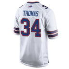 B.Bills #34 Thurman Thomas Player White Home Game Gdoa Stitched Jerseys