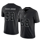 LV.Raiders #58 Jackson Powers-Johnson Player Black Reflective Limited Game Gdoa Stitched Jerseys