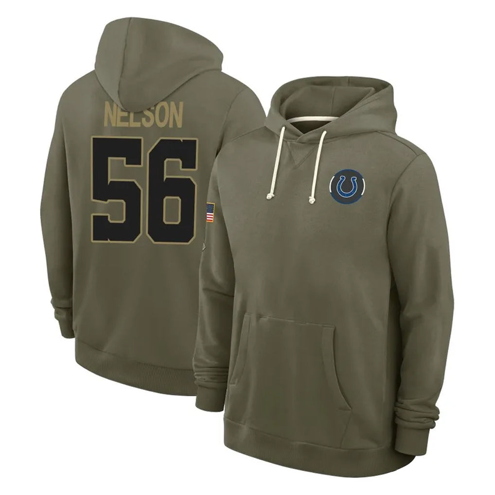 IN.Colts #56 Quenton Nelson Player Olive Salute to Service Pullover Hoodies Limited Gdoa Stitched Jerseys