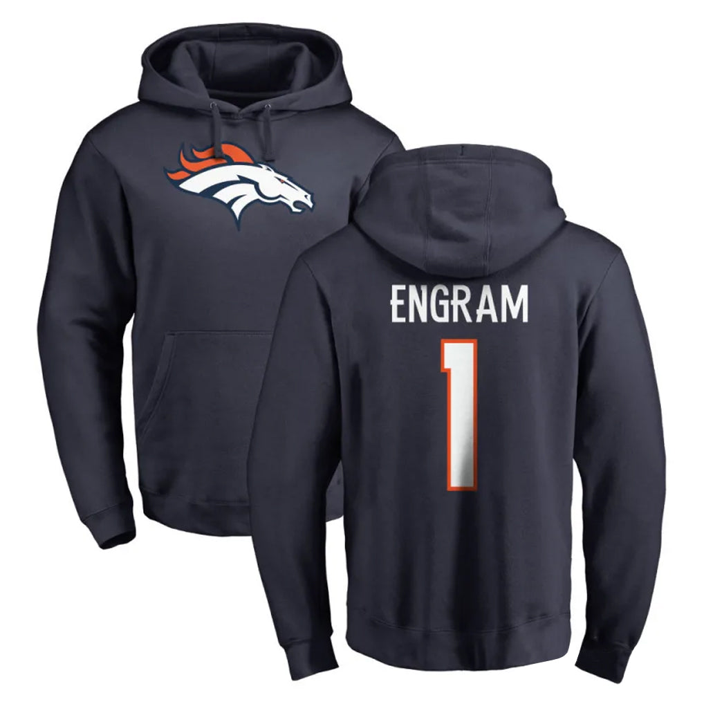 D.Broncos #1 Evan Engram Player Navy Pullover Hoodie Limited Gdoa Stitched Jerseys