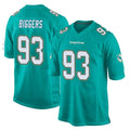 M.Dolphins #93 Zeek Biggers Player Aqua Team Color Home Game Gdoa Stitched Jerseys