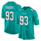 M.Dolphins #93 Zeek Biggers Player Aqua Team Color Home Game Gdoa Stitched Jerseys
