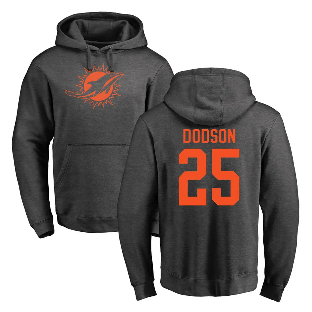 M.Dolphins #25 Tyrel Dodson Player Darkgray Pullover Hoodies Limited Gdoa Stitched Jerseys
