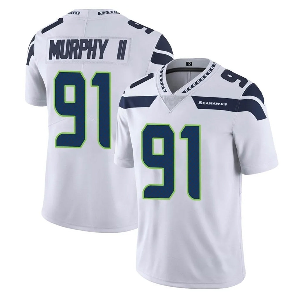 S.Seahawks #91 Byron Murphy II Player White Limited Vapor Untouchable Home Game Gdoa Stitched Jerseys
