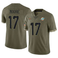 M.Dolphins #17 Trey Moore Player Olive Salute To Service Limited Gdoa Stitched Jerseys
