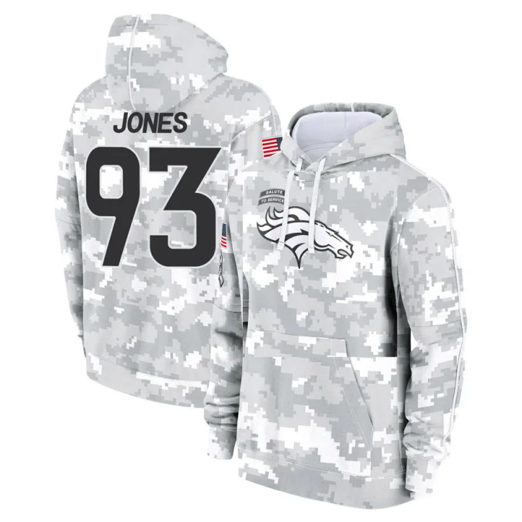 D.Broncos #93 D.J. Jones Player Arctic Camo Salute to Service Hoodies Limited Game Gdoa Stitched Jerseys