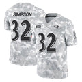 B.Ravens #32 Trenton Simpson Player Arctic Camo Salute to Service Limited Gdoa Stitched Jerseys