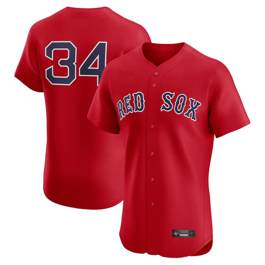 B.Red Sox #34 David Ortiz Player Red Limited Elite Home Game Gdoa Stitched Jerseys