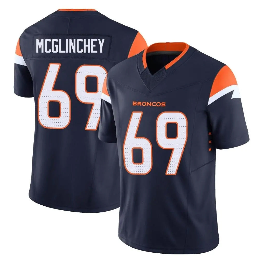 D.Broncos #69 Mike McGlinchey Player Navy Limited Vapor F.U.S.E. Home Game Gdoa Stitched Jerseys