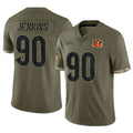 C.Bengals #90 Kris Jenkins Jr Player Olive Salute to Service Limited Game Gdoa Stitched Jerseys