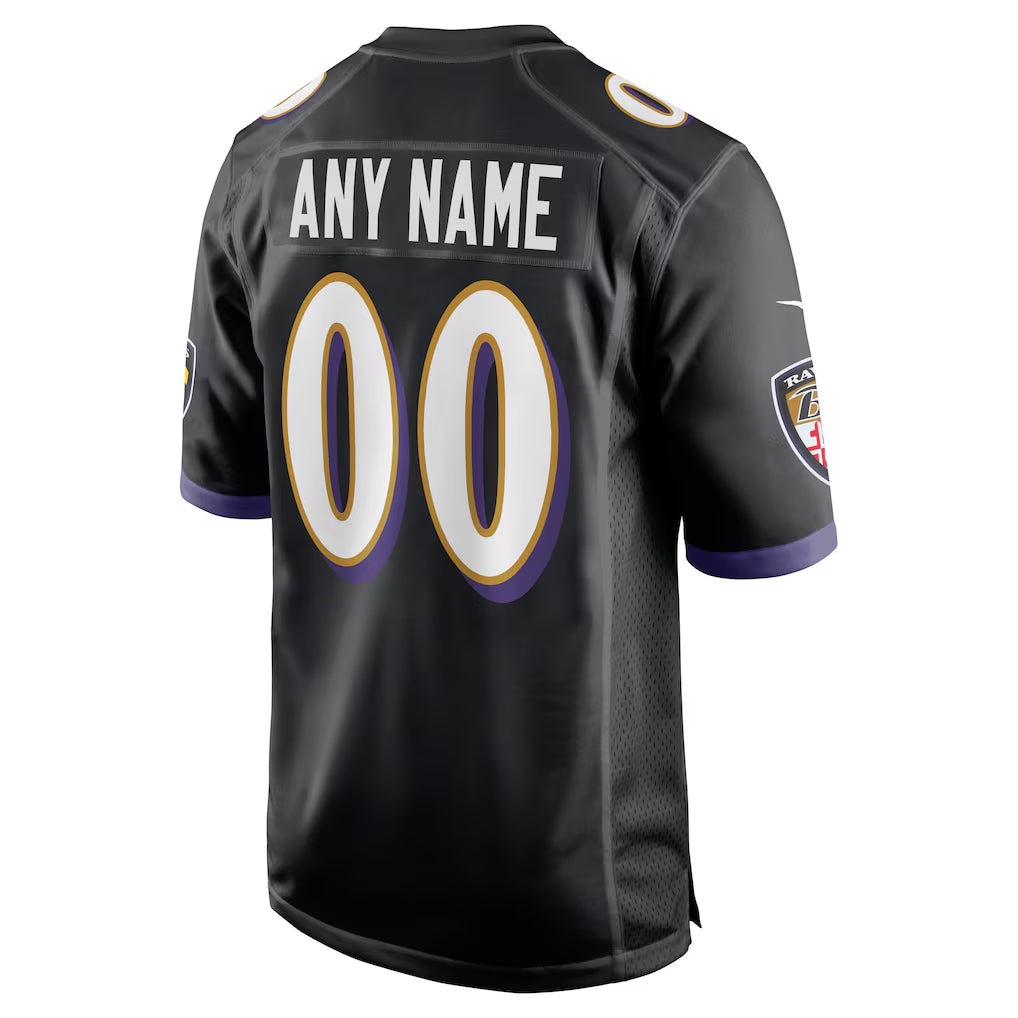 Custom B.Ravens Black Alternate Home Game Any Name & Numbers Gdoa Stitched Jerseys