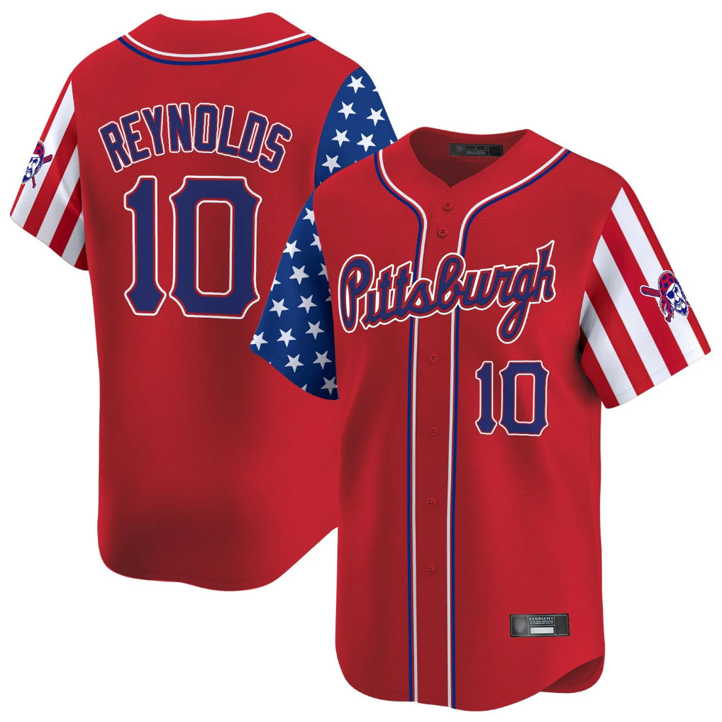 P.Pirates #10 Bryan Reynolds Player Red 2025 Independence Day Vapor Premier Limited Fdoa Stitched Jerseys