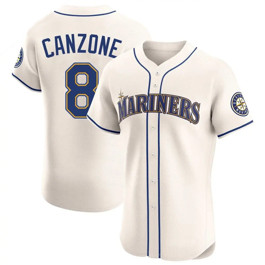 S.Mariners #8 Dominic Canzone Player Cream Home Limited Elite Fdoa Stitched Jerseys