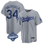 LA.Dodgers #34 Fernando Valenzuela Player Gray World Series Meet Game Fdoa Stitched Jerseys