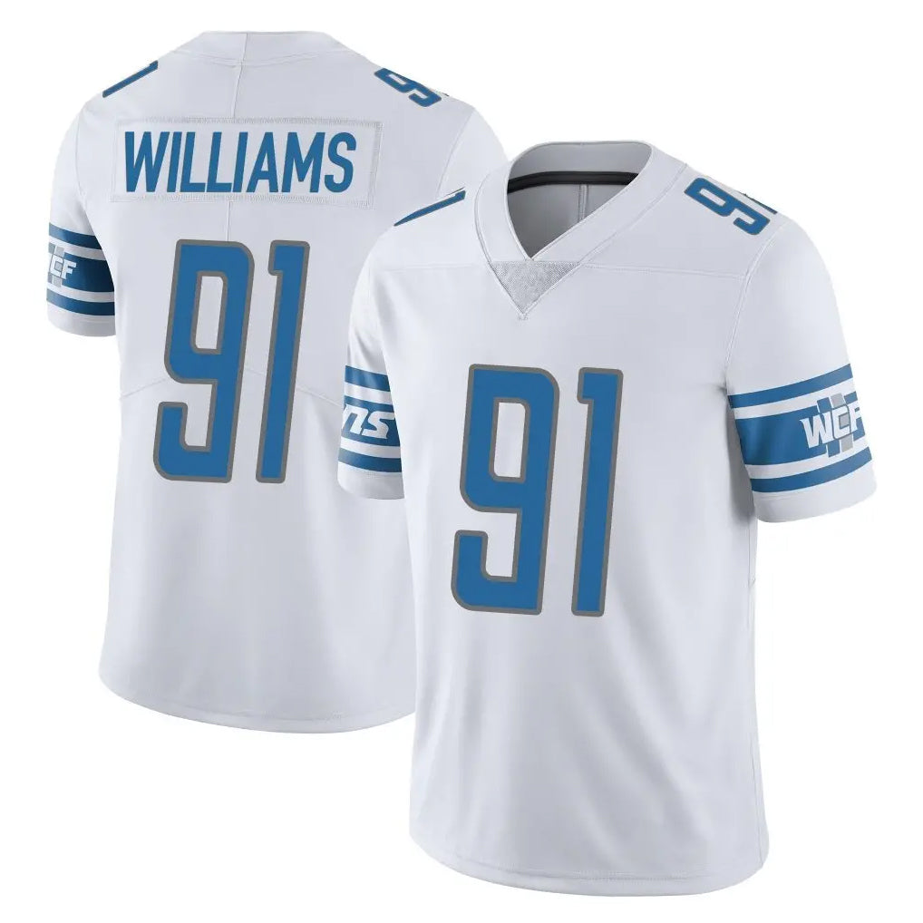 D.Lions #91 Tyleik Williams Player White Limited Vapor Untouchable Home Game Gdoa Stitched Jerseys