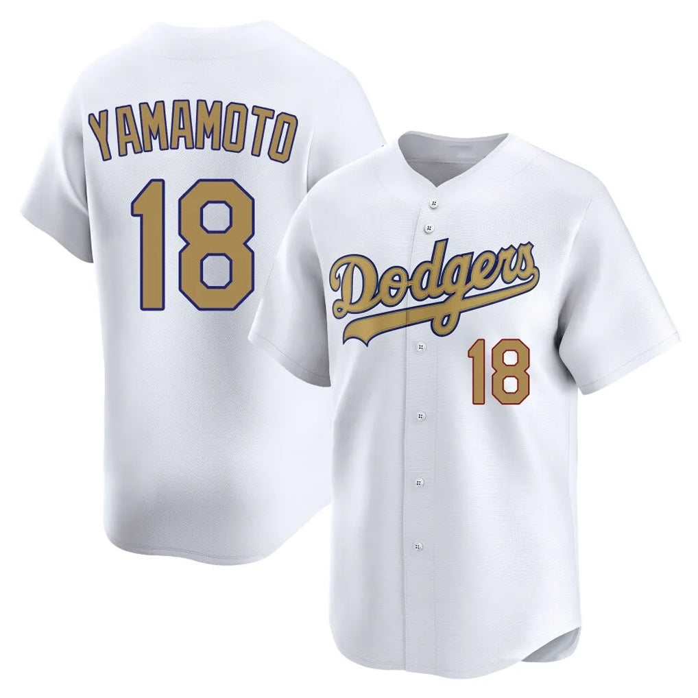 LA.Dodgers #18 Yoshinobu Yamamoto Player Gold Collection Limited Home Fdoa Stitched Jerseys