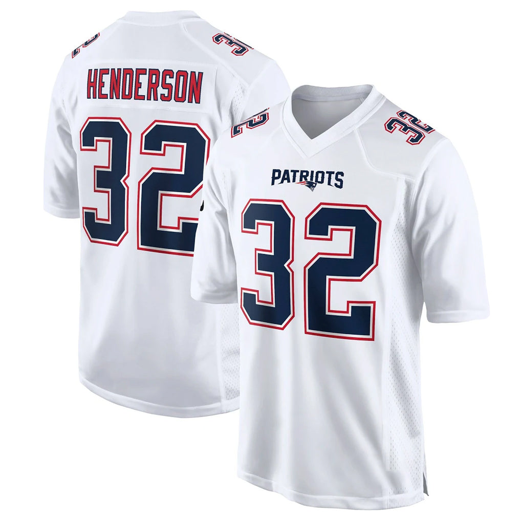 NE.Patriots #32 TreVeyon Henderson Player White Fashion Limited Home Game Gdoa Stitched Jerseys