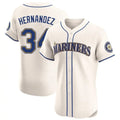 S.Mariners #34 Felix Hernandez Player Cream Home Limited Elite Fdoa Stitched Jerseys