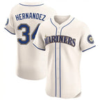 S.Mariners #34 Felix Hernandez Player Cream Home Limited Elite Fdoa Stitched Jerseys