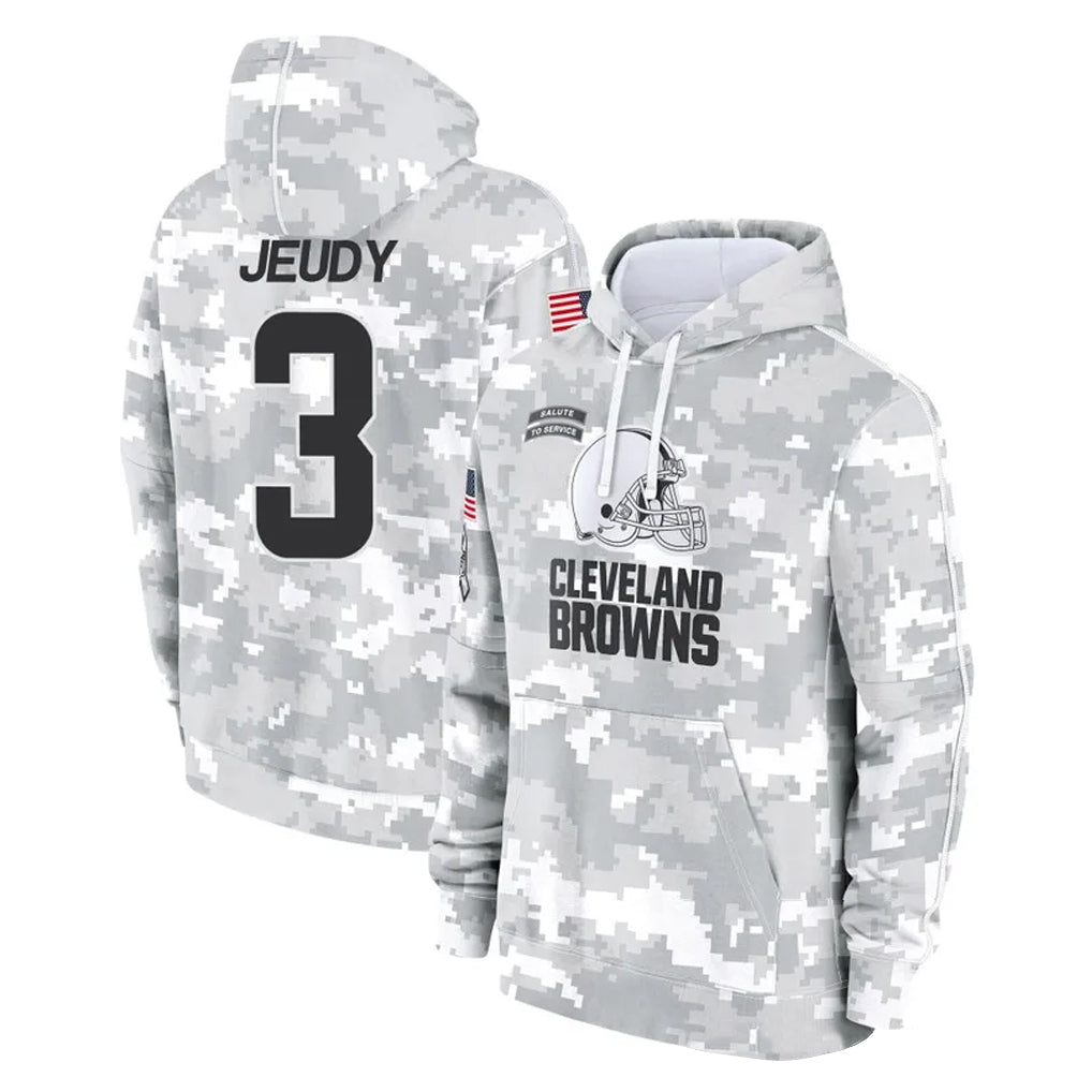 C.Browns #3 Jerry Jeudy Player Arctic Camo Salute to Service Hoodies Limited Game Gdoa Stitched Jerseys