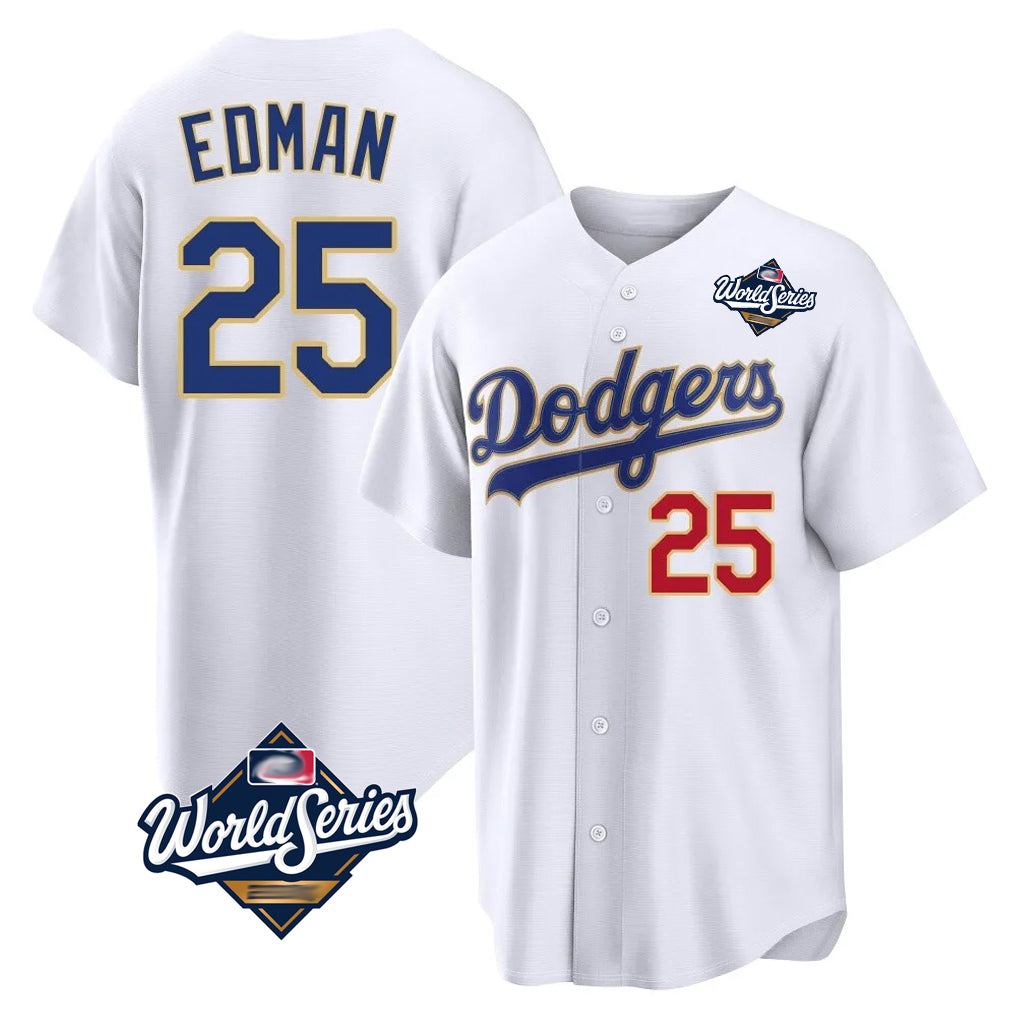 LA.Dodgers #25 Tommy Edman Player Gold White World Series 2026 Collection Stadium Limited Fdoa Stitched Jerseys