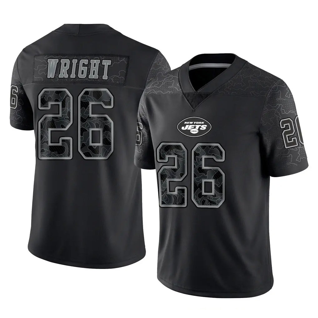 NY.Jets #26 Nahshon Wright Player Stealth Black Limited Reflective Home Game Gdoa Stitched Jerseys