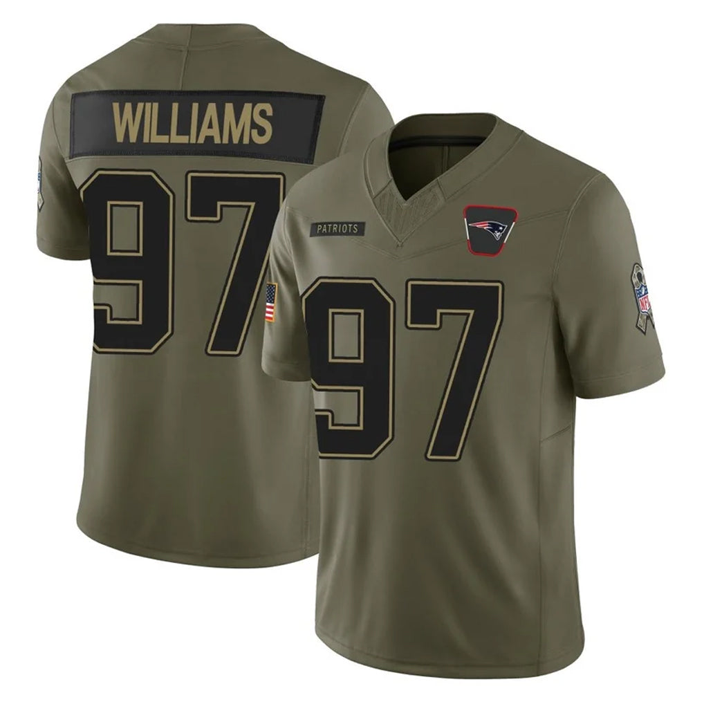 NE.Patriots #97 Milton Williams Player Olive 2025 Salute To Service Limited Gdoa Stitched Jerseys