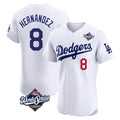 LA.Dodgers #8 Enrique Hern¨¢ndez Player White World Series Limited Elite Home Fdoa Stitched Jerseys