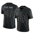 Custom D.Cowboys Black Limited Reflective Home Game Any Name & Numbers Gdoa Stitched Jerseys