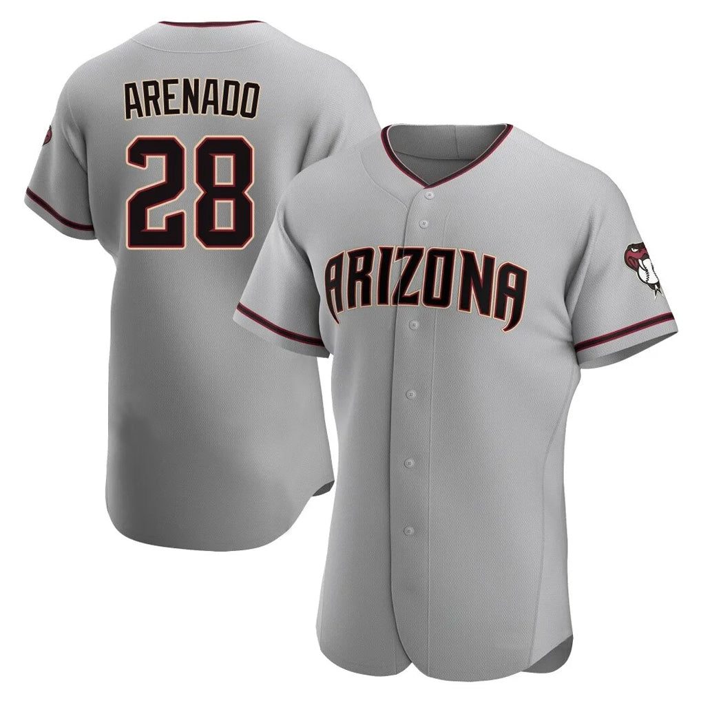 A.Diamondbacks #28 Nolan Arenado Player Gray Road Limited Elite Home Game Gdoa Stitched Jerseys